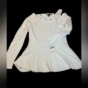 Thalia Sodi Cream Knit Women's Top Size 2XL